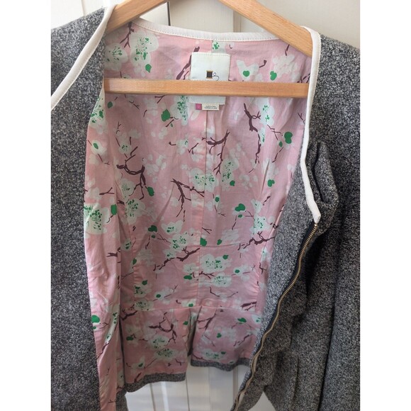 Anthropologie Elevenses Zip Jacket Blazer Size 12, Tweed-look, Coquette, EUC - Picture 8 of 10